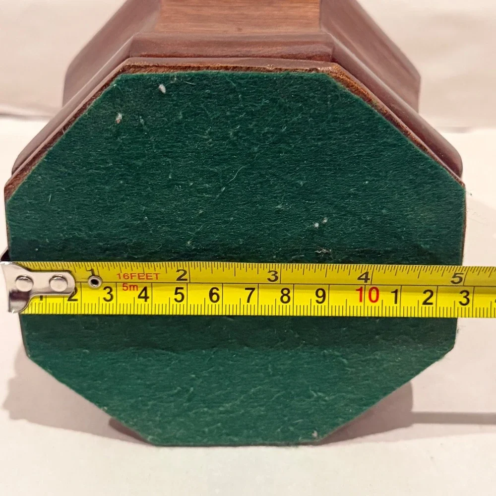 Vintage Mahogany Tea Caddy Colonial Williamsburg Style Octagonal Brass Handle
